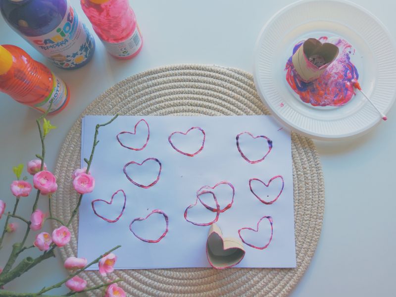 paper roll heart stamps
