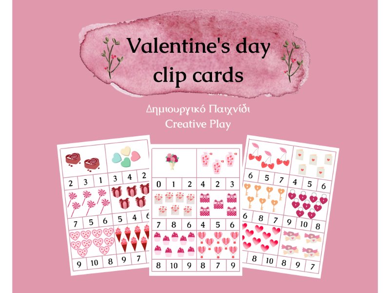 Free Valentines day clip cards